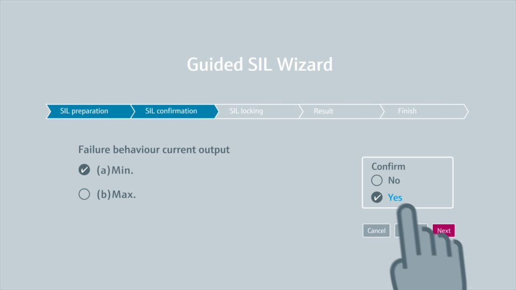 screenshot of guided commissioning wizards, a process automation technology